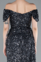 Anthrazit Abendkleid Schuppig Lang ABU4843