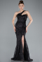 Schwarz Abendkleid Lang ABU4697