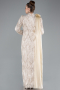 Hijab-Abendkleid Lang Spitze Beige ABU4933