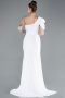 Weiß Abendkleid İm Meerjungfrau-Stil Chiffon Lang ABU4091