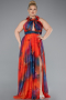 Abendkleid in Übergröße Lang Orange ABU4902