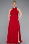 Kleider in Großen Größen Lang Chiffon Rot ABU4951