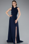 Abschlusskleid Lang Chiffon Marineblau ABU4965