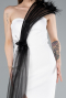Abendkleid Lang Schwarz-Weiß ABU4969