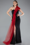 Abendkleid Lang Schwarz-Rot ABU4969