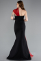 Abendkleid Lang Schwarz-Rot ABU4969