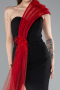 Abendkleid Lang Schwarz-Rot ABU4969