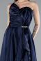 Marineblau Abendkleid Satin Lang ABU4561