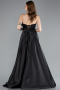 Abendkleid Lang Satin Schwarz ABU4975