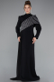 Hijab-Abendkleid Lang Schwarz ABU4976