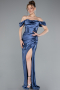 Indigo Abendkleid Lang ABU3611