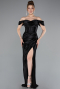 Schwarz Abendkleid Lang ABU3611