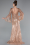 Abendkleid Lang Perlenbesetzt Gold ABU5002