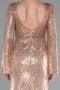Abendkleid Lang Perlenbesetzt Gold ABU5002