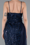 Abendkleid Lang Perlenbesetzt Marineblau ABU5003
