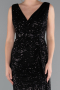 Abendkleid Lang Schuppig Schwarz ABU3201