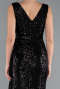 Abendkleid Lang Schuppig Schwarz ABU3201