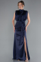 Abendkleid Lang Satin Marineblau ABU2133