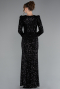 Abendkleid Lang Schuppig Schwarz ABU4329