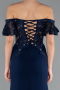 Abendkleid Lang Spitze Marineblau ABU2261