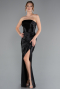 Schwarz Abschlusskleid Lang ABU4944