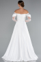Standesamtkleid Lang Satin Weiß ABU5054