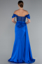 Abendkleid Lang Satin Sächsischblau ABU6140