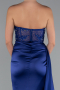 Marineblau Abendkleid Satin Lang ABU6141