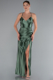 Pistaziengrünes Abschlusskleid Satin Lang ABU2800