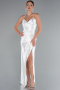 Weiß Abschlusskleid Satin Lang ABU2800