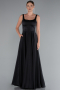 Abschlusskleid Lang Satin Schwarz ABU5059