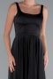 Abschlusskleid Lang Satin Schwarz ABU5059