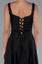 Abschlusskleid Lang Satin Schwarz ABU5059