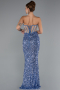 Abendkleid im Meerjungfrau-Stil Lang Schuppig Indigo ABU4790