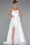 Standesamtkleid Lang Satin Weiß ABU5064