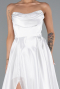 Standesamtkleid Lang Satin Weiß ABU5064