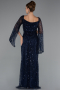 Abendkleid Lang Perlenbesetzt Marineblau ABU5066