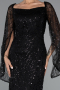 Abendkleid Lang Perlenbesetzt Schwarz ABU5066