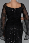 Abendkleid Lang Perlenbesetzt Schwarz ABU5066