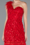 Rot Partykleid Schuppig Kurz ABK2256