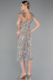 Partykleid Midi Schuppig Beige ABK2377