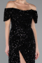 Abendkleid Lang Schuppig Schwarz ABU4843