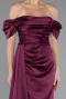 Verlobungskleid Satin Lang Kirschrot ABU1606