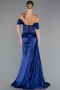 Marineblau Abendkleid Satin Lang ABU6140