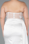 Weiß Abschlusskleid In Übergröße Satin Lang ABU3855
