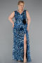 Abendkleid in Übergröße Lang Blau ABU5018