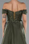 Abendkleid Lang Perlenbesetzt Khaki ABU5099