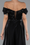 Abendkleid Lang Perlenbesetzt Schwarz ABU5099