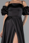 Abendkleid Lang Satin Schwarz ABU5103
