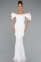 Weiß Abendkleid İm Meerjungfrau-Stil Lang ABU4509